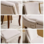 Sedie da pranzo imbottite in ciniglia con gambe in legno massello (set da 2)