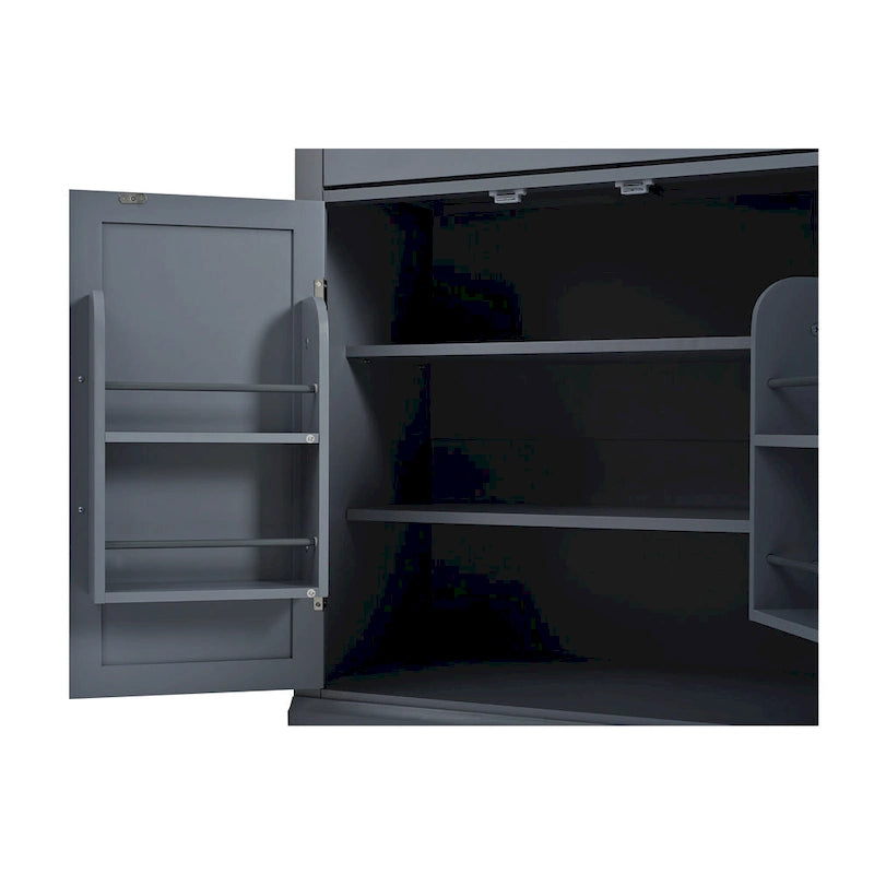Dispensa da cucina moderna autoportante, credenza per alimenti, mobile bar per caffè con cassetto, 2 ripiani regolabili e 2 ripiani sulla porta