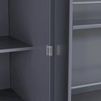 Dispensa da Cucina con 8 Ante e Ripiani, Mobile Contenitore in Legno con 3 Cassetti, Armadio con Ripiani Regolabili
