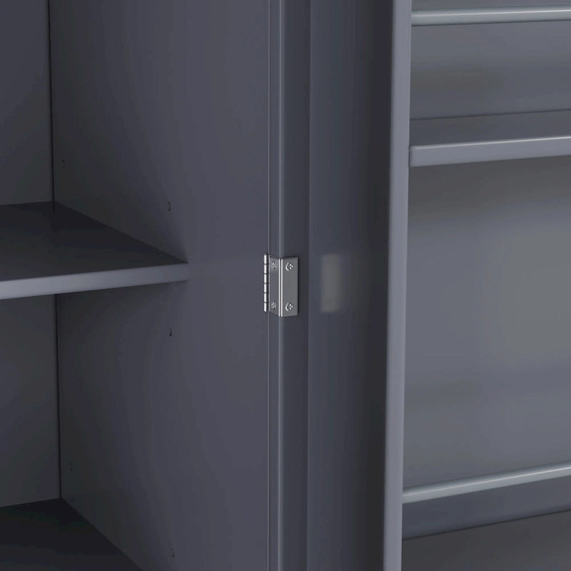 Dispensa da Cucina con 8 Ante e Ripiani, Mobile Contenitore in Legno con 3 Cassetti, Armadio con Ripiani Regolabili