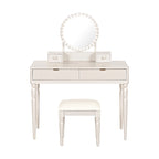 Scrivania da trucco di lusso con specchio rotondo, altezza regolabile, set da toeletta elegante, 4 cassetti e sgabello