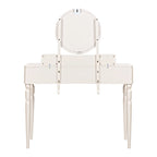 Scrivania da trucco di lusso con specchio rotondo, altezza regolabile, set da toeletta elegante, 4 cassetti e sgabello