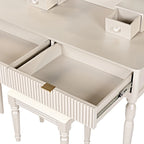 Scrivania da trucco di lusso con specchio rotondo, altezza regolabile, set da toeletta elegante, 4 cassetti e sgabello