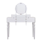 Scrivania da trucco di lusso con specchio rotondo, altezza regolabile, set da toeletta elegante, 4 cassetti e sgabello