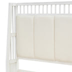 Letto a piattaforma matrimoniale queen size in legno bianco con testiera imbottita e 2 cassetti