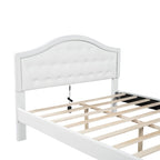 Letto matrimoniale imbottito bianco con testiera trapuntata, LED e 2 cassetti