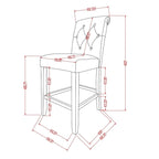 Sgabello da bar trapuntato Asons in legno massello, set da 2 pezzi