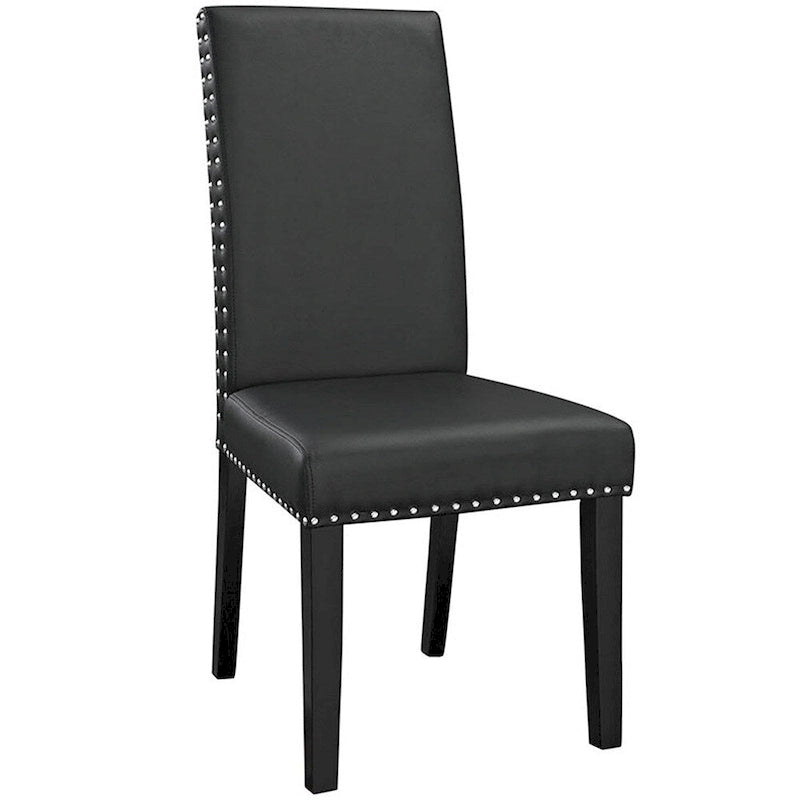 Sedia da pranzo Parson nera con borchie