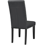 Sedia da pranzo Parson nera con borchie
