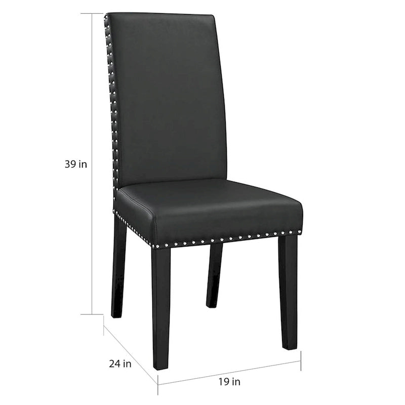 Sedia da pranzo Parson nera con borchie