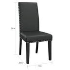 Sedia da pranzo Parson nera con borchie