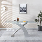 Tavolo da pranzo rettangolare con piano in vetro
