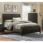 Inyx Transitional Walnut Solid Wood Panel Bed with Low Profile Headboard by 