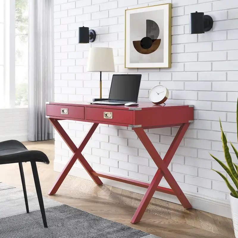 Scrivania per Computer in Legno Massello con Cassetti