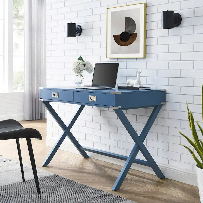Scrivania per Computer in Legno Massello con Cassetti