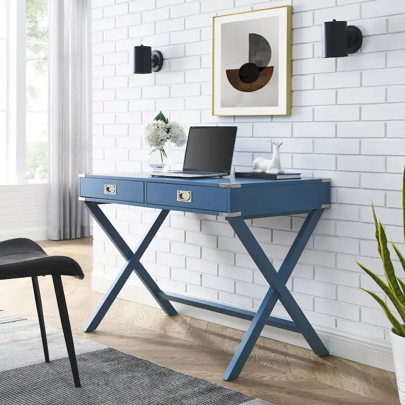 Scrivania per Computer in Legno Massello con Cassetti