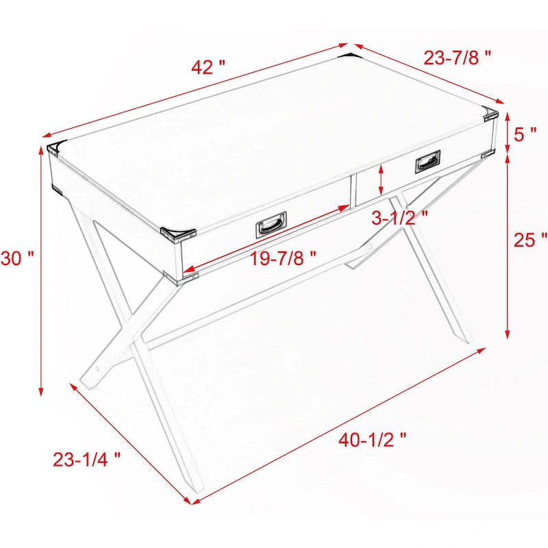 Scrivania per Computer in Legno Massello con Cassetti