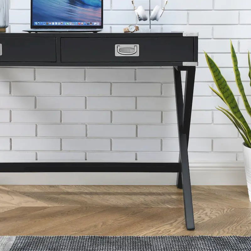 Scrivania per Computer in Legno Massello con Cassetti