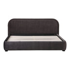 Letto a piattaforma imbottito, curvo, moderno, color avena
