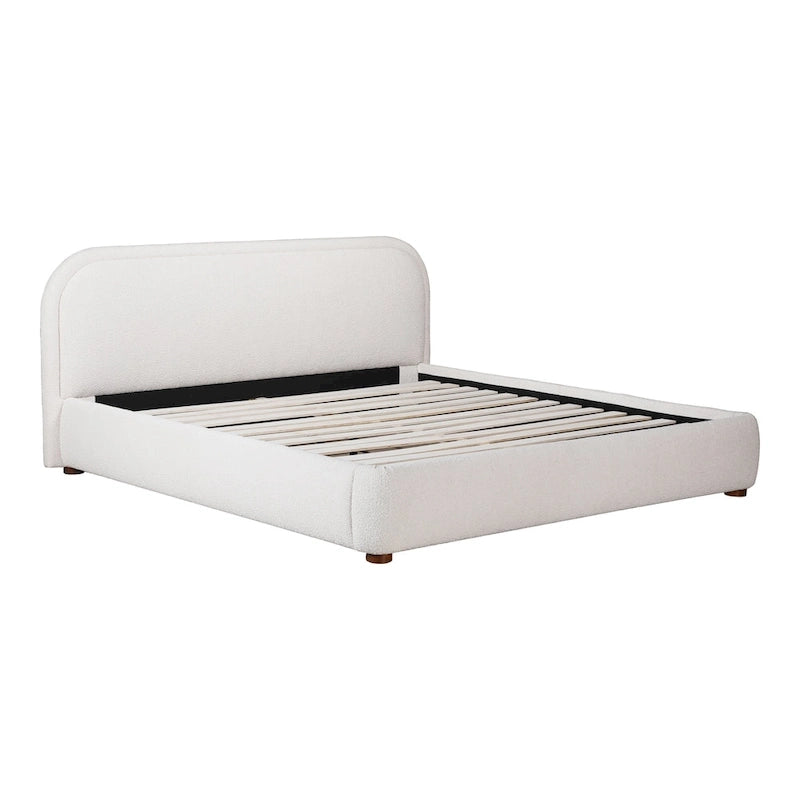  Collete Modern Curved Oatmeal Upholstered Platform Bed