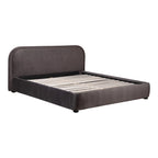 Letto a piattaforma imbottito, curvo, moderno, color avena