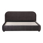 Letto a piattaforma imbottito, curvo, moderno, color avena