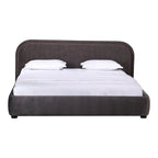 Letto a piattaforma imbottito, curvo, moderno, color avena