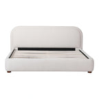 Letto a piattaforma imbottito, curvo, moderno, color avena