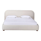 Letto a piattaforma imbottito, curvo, moderno, color avena