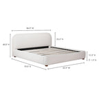 Letto a piattaforma imbottito, curvo, moderno, color avena