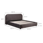 Letto a piattaforma imbottito, curvo, moderno, color avena