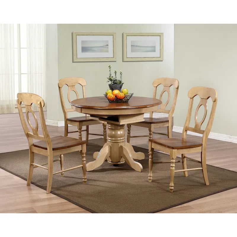  Distressed Two Tone Light Creamy Wheat with Warm Pecan Brown Side Chair (Set of 2) - 23L x 18.5W x 38H
