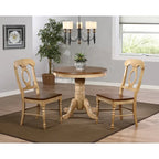 Sedia da pranzo bicolore in frassino chiaro effetto anticato e noce americano caldo (Set di 2) - 23L x 18.5W x 38H
