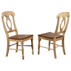 Sedia da pranzo bicolore in frassino chiaro effetto anticato e noce americano caldo (Set di 2) - 23L x 18.5W x 38H