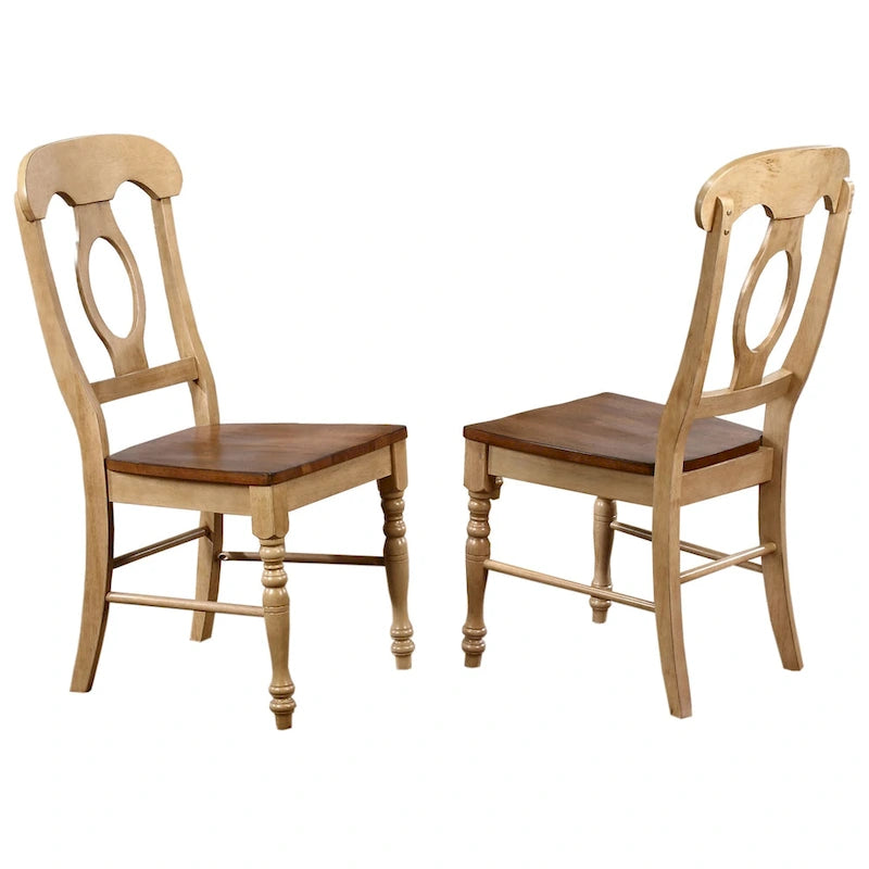 Sedia da pranzo bicolore in frassino chiaro effetto anticato e noce americano caldo (Set di 2) - 23L x 18.5W x 38H