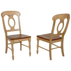 Sedia da pranzo bicolore in frassino chiaro effetto anticato e noce americano caldo (Set di 2) - 23L x 18.5W x 38H