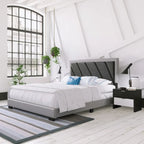  Savona Diagonal Upholstered Black and Gray Bed Frame
