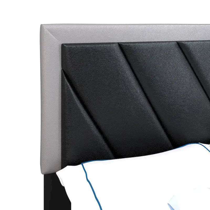 Struttura letto imbottita diagonale nera e grigia