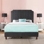Struttura letto imbottita con piattaforma color ardesia