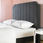 Struttura letto imbottita con piattaforma color ardesia