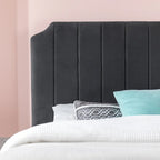 Struttura letto imbottita con piattaforma color ardesia