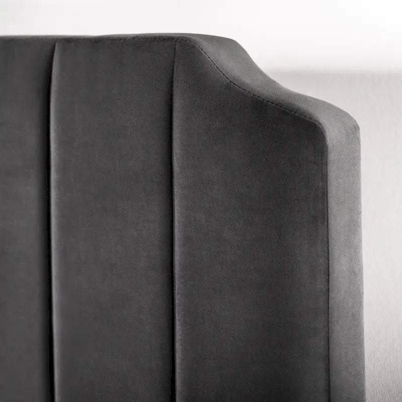 Struttura letto imbottita con piattaforma color ardesia