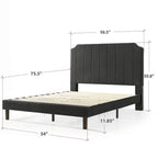 Struttura letto imbottita con piattaforma color ardesia