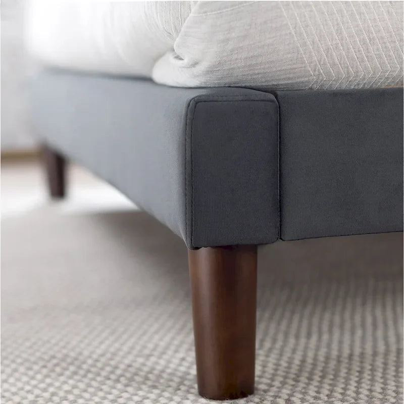 Struttura letto imbottita con piattaforma color ardesia