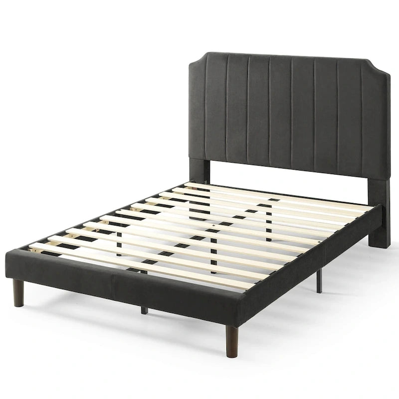Struttura letto imbottita con piattaforma color ardesia
