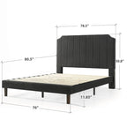 Struttura letto imbottita con piattaforma color ardesia
