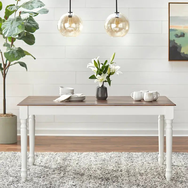  Skipton Walnut/ White Rubberwood Rectangular Table - Walnut