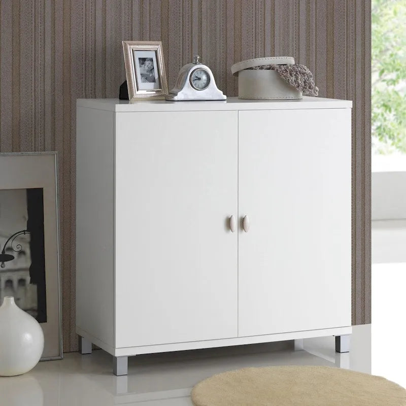  Marcy Contemporary White Wood Storage Sideboard Cabinet