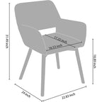 Poltrone Moderne in Velluto con Braccioli e Gambe in Legno Massello, Set da 2, Bianco