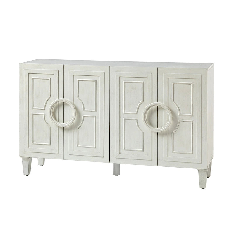 Credenza a buffet contemporanea da 58" con maniglie rotonde in legno massiccio
